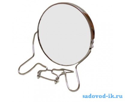 Зеркало в металлической оправе круглое двухстороннее с увеличением (19 см)