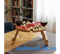 Раскладной винный столик-менажница, натуральный бук