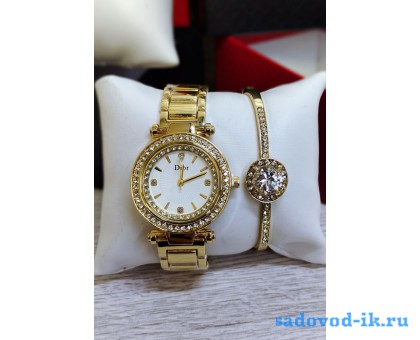 Подарочный набор Часы+браслет Диор цвет - золото