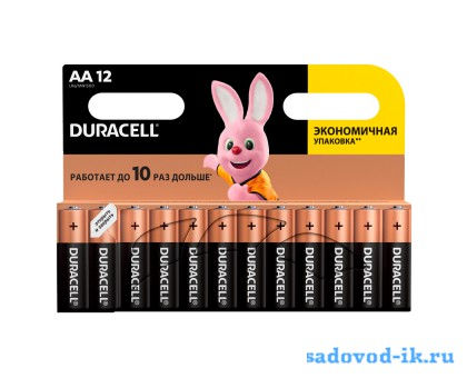 Батарейки алкалиновые Duracell AA, элемент питания, упаковка 12 штук