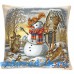 Наволочка декоративная из гобеленовой ткани Зима снеговик (45х45)